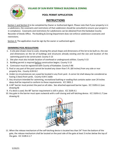 First page of the Pool Permit Application