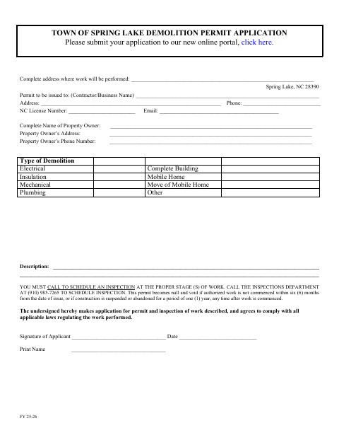 First page of the Demolition Permit Application