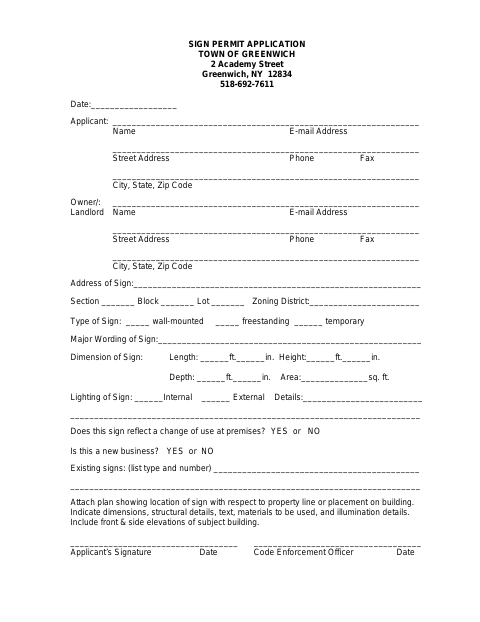 First page of the Sign Permit Application