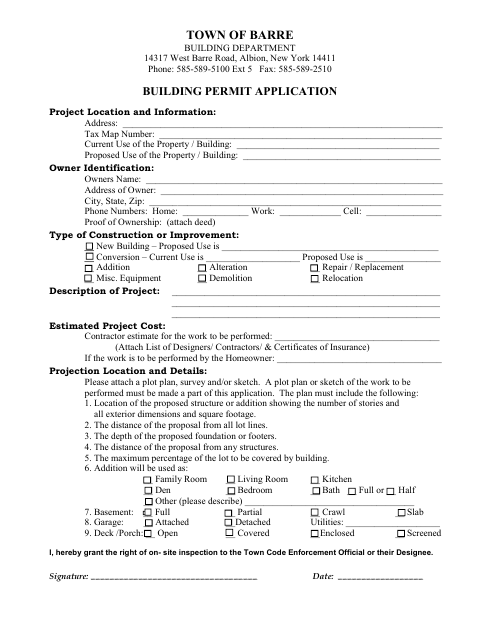 First page of the Building Permit Application
