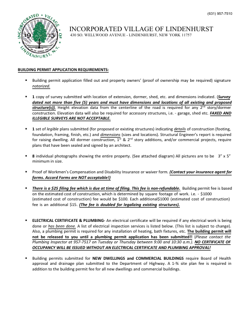 First page of the Building Permit Application