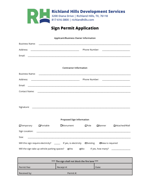 First page of the Sign Permit Application