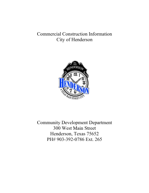First page of the Commercial Construction Permit Packet