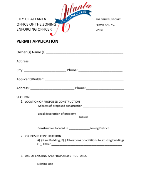 First page of the Permit Application