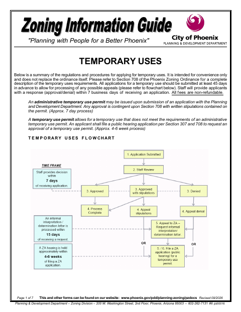 First page of the Temporary Use Permit Application