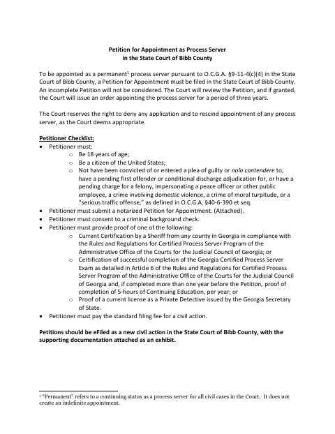 First page of the Process Server Appointment Petition