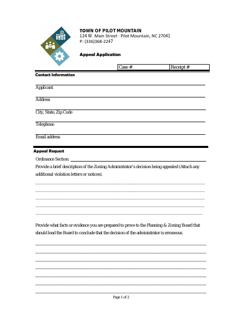 First page of the Appeal Application