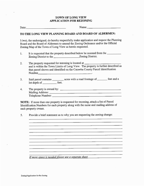First page of the Rezoning Application