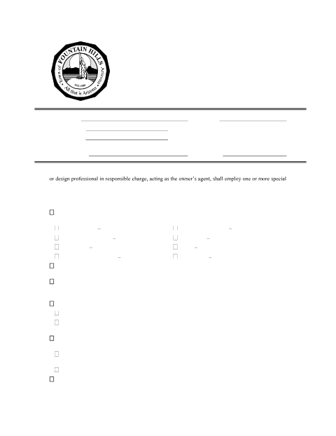 First page of the Special Inspection Form