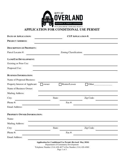 First page of the Application for Conditional Use Permit