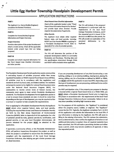 First page of the Floodplain Development Permit Application