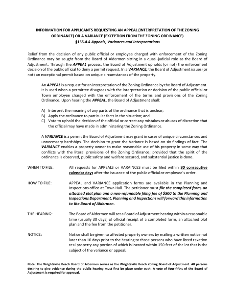 First page of the Appeal Application