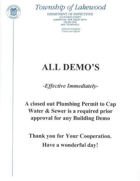 First page of the Complete Demolition Package