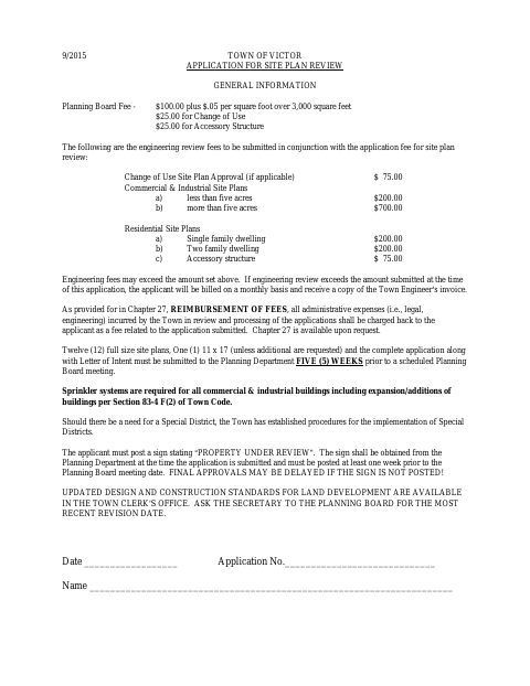 First page of the Site Plan Application