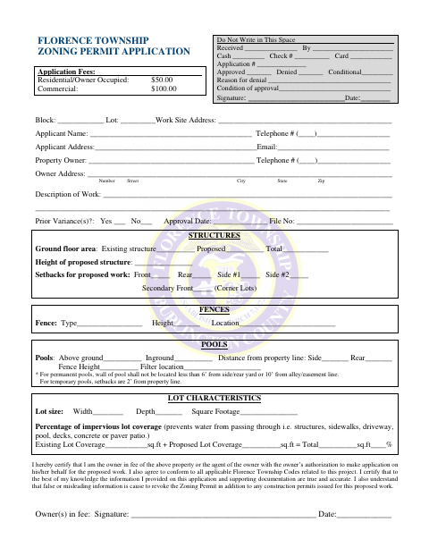 First page of the Zoning Permit Application