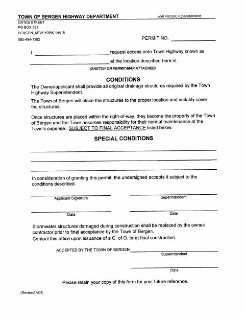 First page of the Driveway Permit Application