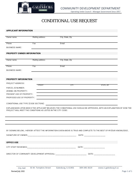 First page of the Conditional Use Application