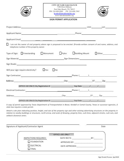 First page of the Sign Permit Application