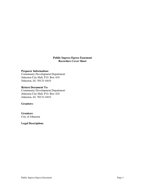 First page of the Public Ingress-Egress Easement