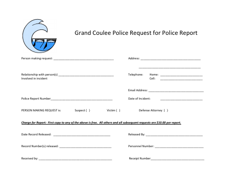 First page of the Police Request for Police Report