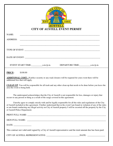 First page of the Event Permit