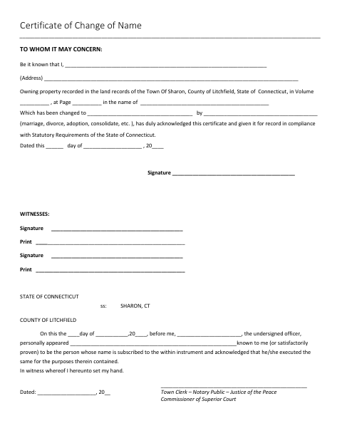 First page of the Certificate of Change of Name