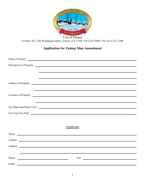 First page of the Application for Zoning Map Amendment