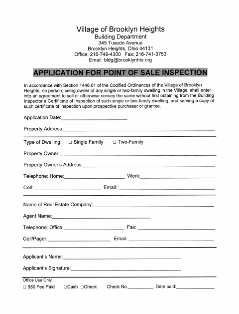 First page of the Point of Sale Application