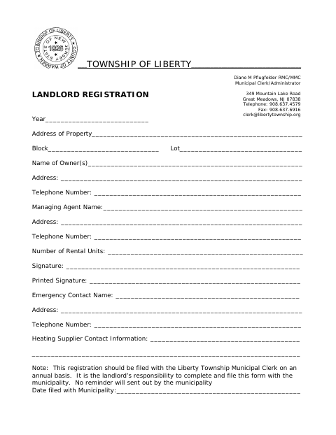 First page of the Landlord Registration