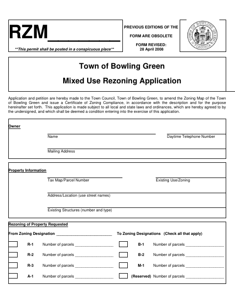 First page of the Mixed Use Rezoning Application