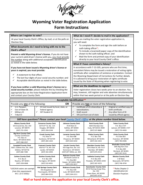 First page of the Voter Registration Application and Change Form