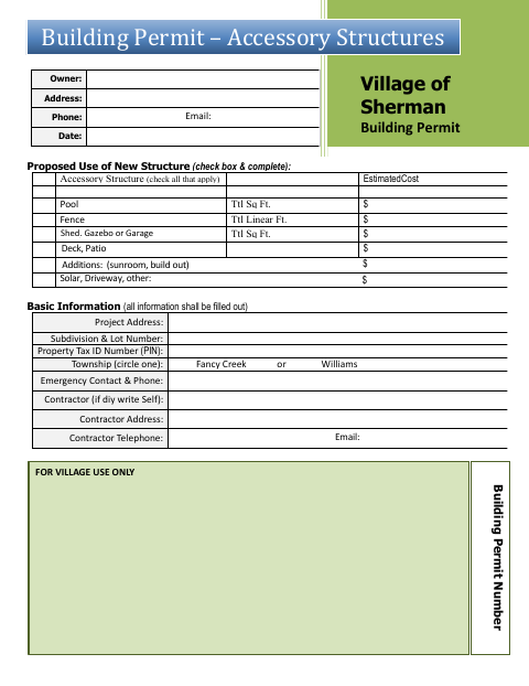 First page of the Building Permit Application for Accessory Structures