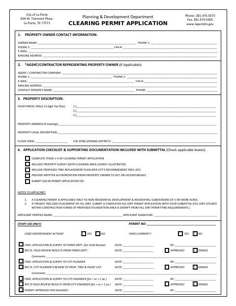 First page of the Clearing Permit Application
