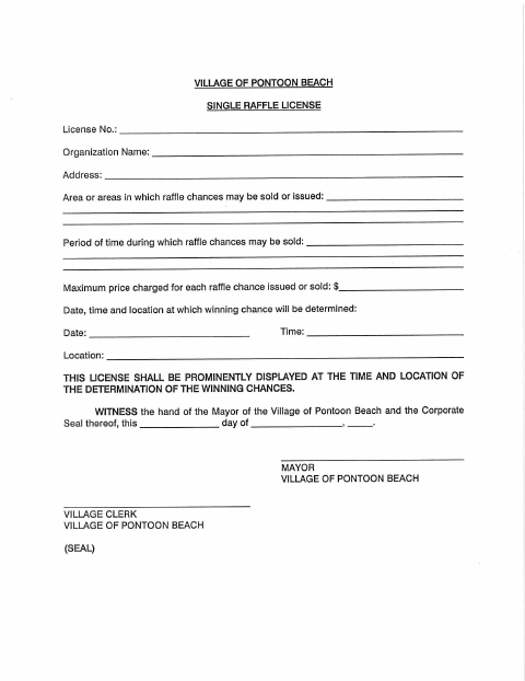 First page of the Single Raffle License Application