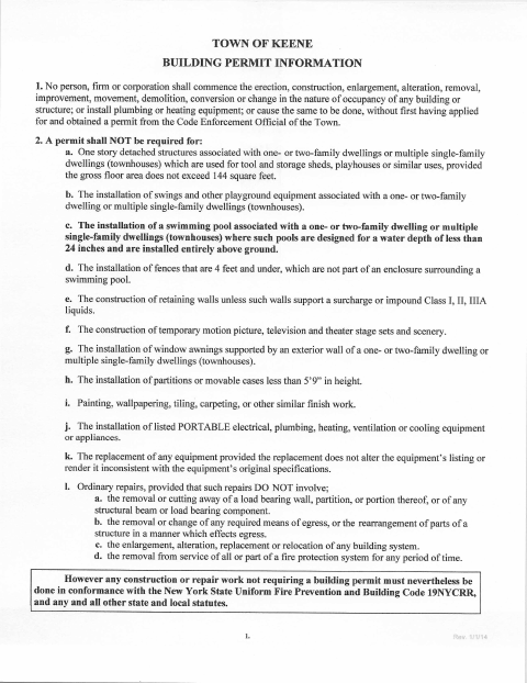 First page of the Building Permit Application