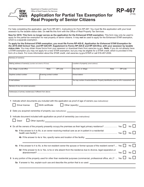 First page of the Application for Partial Tax Exemption for Real Property of Senior Citizens