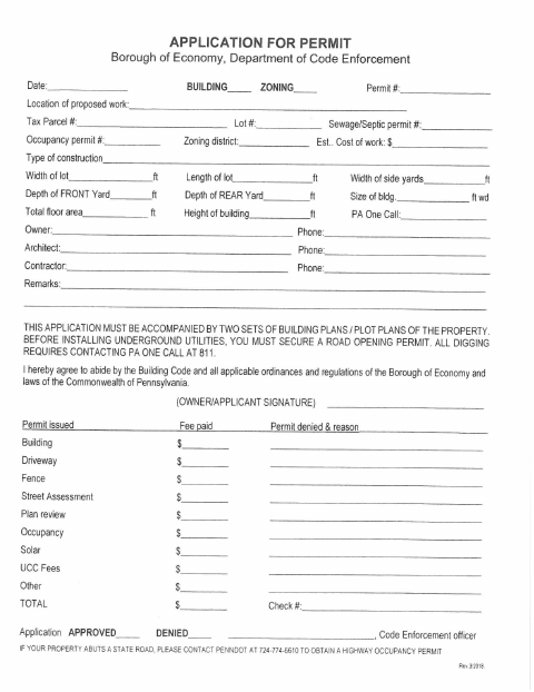First page of the Demolition Permit Application
