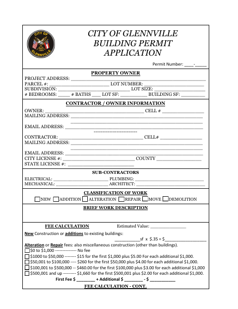 First page of the Building Permit Application