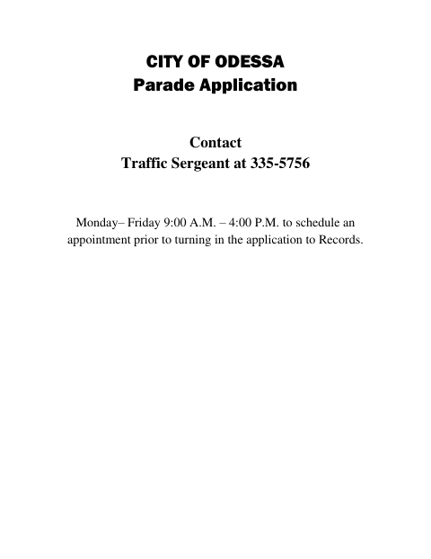 First page of the Parade And Special Event Permit Application