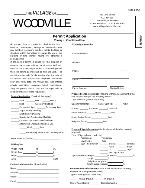 First page of the Zoning Permit Application