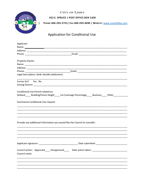 First page of the Application for Conditional Use