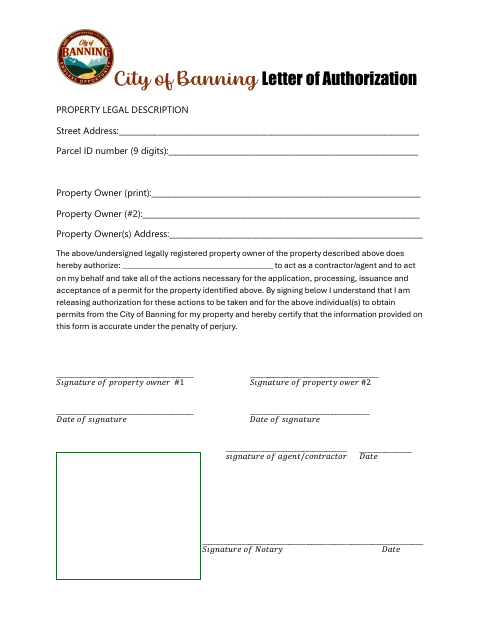 First page of the Letter of Authorization for Permits