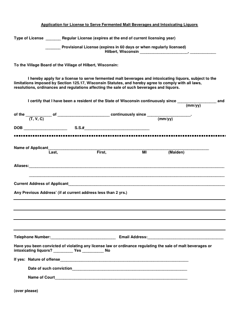 First page of the Operator License Application