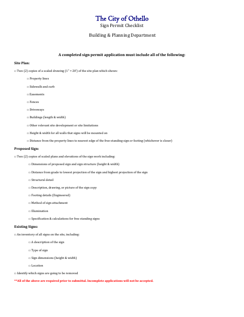 First page of the Sign Permit Application