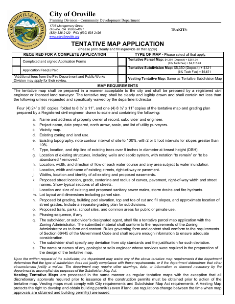 First page of the Tentative Map Application