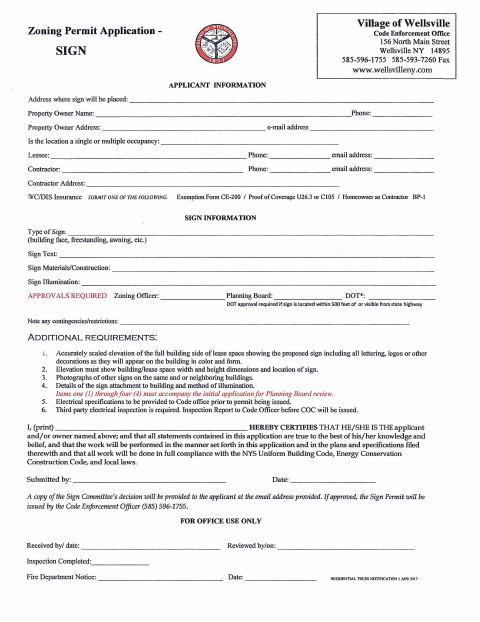 First page of the Sign Permit Application