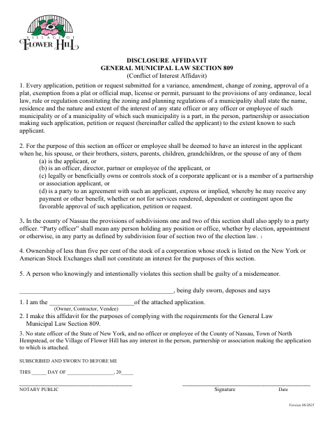 First page of the Disclosure Affidavit