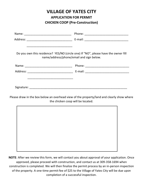 First page of the Chicken Coop Permit Application (Pre-Construction)