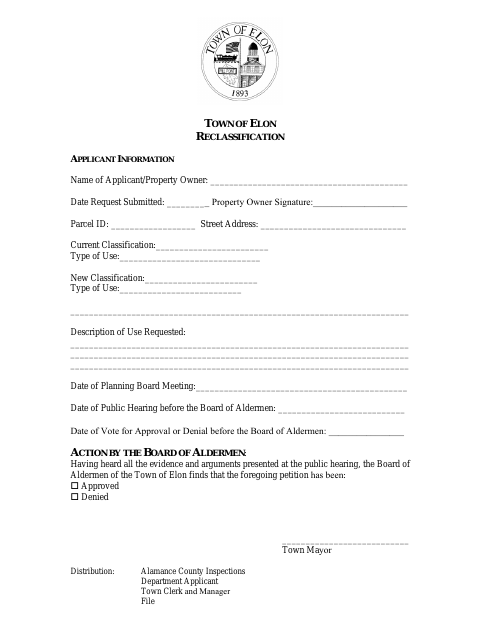 First page of the Reclassification (Rezoning) Application