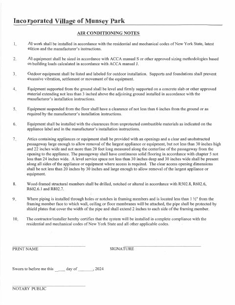 First page of the Air Conditioning Affidavit